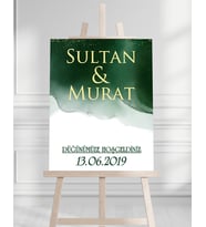 Söz Nişan Düğün İçin 50x70 Karşılama Panosu - Yeşil Tasarımlı 005