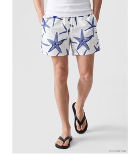 LCW SWIMWEAR Lacivert Kısa Deniz Yıldızı Desenli Erkek Deniz Şortu