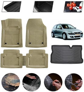 Opel Corsa C 2000-2005 Uyumlu Paspas Araca Özel Bagaj Havuzu MBS Bej