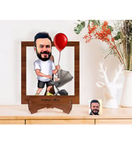 BK Gift Kişiye Özel Aile Babası Karikatürlü Ahşap Standlı 3D Biblo-2 (Beyaz)