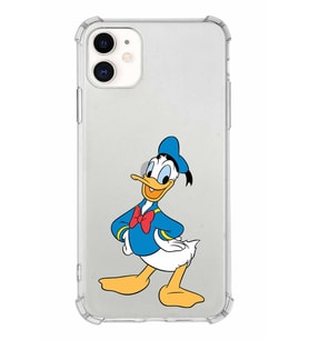 Apple iPhone 11 Uyumlu Köşe Korumalı Antişok  Kapak Donald Duck Tasarımlı Şeffaf  Kılıf