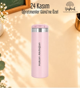 Öğretmenler Günü Hediyesi Kişiye Özel İsim Baskılı 500 Ml Renkli Termos