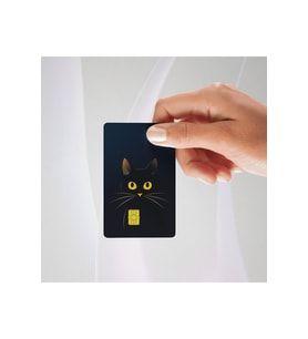 Siyah Arka planlı Kedi Kredi/banka Kartı Kaplama Sticker tekli