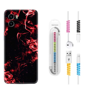 Vivo Y15S Y32 Y33S Y51 Y53S Kılıf Kablo Koruma Spiral Silikon Red Smoke 1745