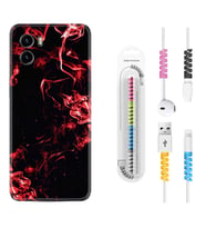 Vivo Y15S Y32 Y33S Y51 Y53S Kılıf Kablo Koruma Spiral Silikon Red Smoke 1745