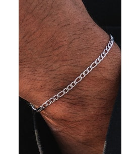 Paslanmaz Çelik İnce Figaro Spor Model Erkek Kadın Zincir Bileklik eck55b-2 (Metal)