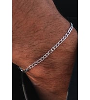 Paslanmaz Çelik İnce Figaro Spor Model Erkek Kadın Zincir Bileklik eck55b-2 (Metal)