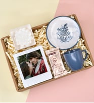 Kişiye Özel Beyaz Instagram Çerçeve& Renkli Fincan& Lotus Çiçeği Model Beyaz Renkli Mum& Mehmet Efendi Tek İçimlik Türk Kahvesi Hediye Seti