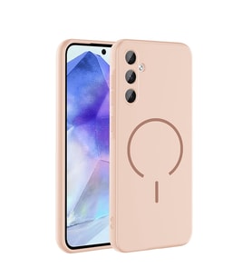 Samsung Galaxy A55 Uyumlu Kılıf M-safe Şarj Özellikli Zore Meta Kapak (Pembe)