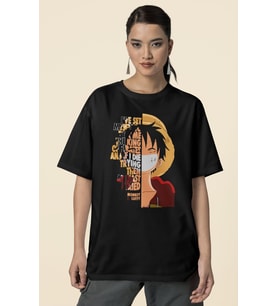 Tasarım Monkey D. Luffy Baskılı Unisex Oversize Anime Dizi Karakter Tişört