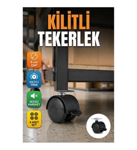 6 cm Kilitli Tekerlekli Ayak Seti 4’lü – Sehpa ve Ekipman Uyumlu