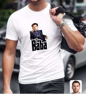 BK Gift Kişiye Özel Godfather Baba Karikatürlü Beyaz T-Shirt-8