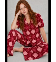 Night Kadın Kısa Kollu Desenli Pijama Takımı 4729