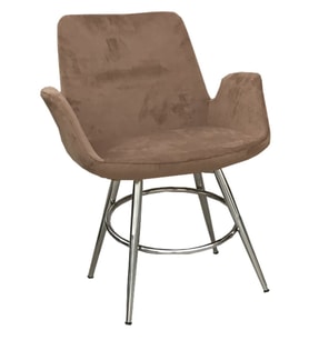 Sandalye 14177 MAKİ Kollu Kahve Model POLİÜRETAN Metal Nikelaj Babyface kumaş El Yapım