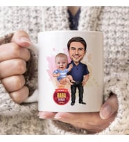 Harika Baba ve Bebeği Karikatürlü Kupa Bardak