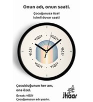 İsme Özel Pastel Gökkuşağı Kemer Çocuk Odası Duvar Saati Orta Boy 30 cm Siyah Camlı Sessiz