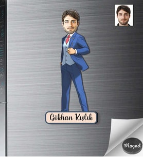 Kişiye Özel İş Adamı Ahşap Magnet -3