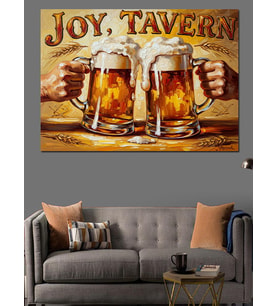 Joy Tavern Bira Keyfi Afişi Dekoratif Kanvas - Mdf Ahşap Tablo