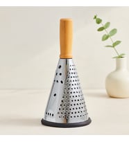 8" Ahşap & Bambu Saplı Çelik Rende (Silikon Taban, 3 Bölümlü)