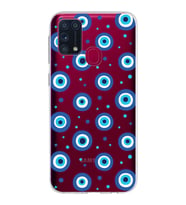 PrintiFy Samsung Galaxy M31 ile Uyumlu 1mm Slim Fit Nazar Boncuğu 1 Baskılı Şeffaf  Kılıf