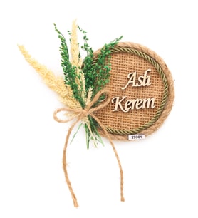 50 Adet 9x9cm Hasır Magnet Doğal Çiçekli Söz Nişan Düğün Hediyesi Ahşap İsimli Mod.2 (Karışık)