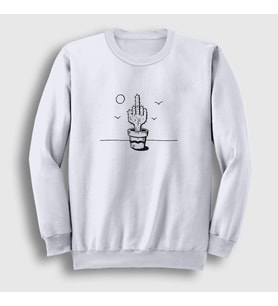 Presmono Unisex Beyaz Cactus Hand Kaktüs Sweatshirt 287361tt (Beyaz)