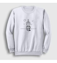 Presmono Unisex Beyaz Cactus Hand Kaktüs Sweatshirt 287361tt (Beyaz)