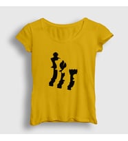 Presmono Kadın Sarı Pieces Chess Satranç T-Shirt 337893tt (Sarı)