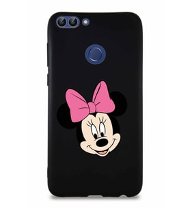 Huawei P Smart Soft Premier Kapak Minnie Mouse-C Tasarımlı Silikon Kılıf - Siyah (Şeffaf)