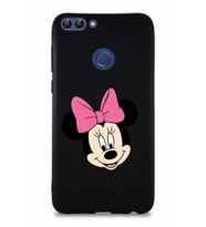 Huawei P Smart Soft Premier Kapak Minnie Mouse-C Tasarımlı Silikon Kılıf - Siyah (Şeffaf)