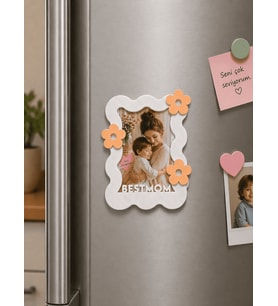 Anneler Gününe Özel - Çerçeve Magnet "Best Mom" Yazılı Buzdolabı Magneti & Hediyelik