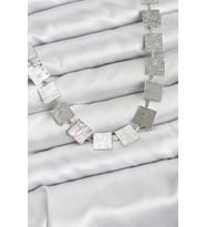 Kare Plaka Model Gümüş Renk Kadın Kolye 5886 - LOHO6915-7583
