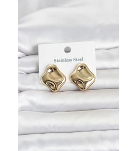 316L Çelik Gold Renk Plaka Model Kadın Küpe TJ-BKP11818