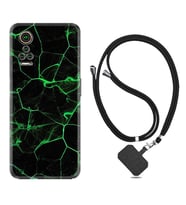 General Mobile GM 21 Pro GM 22 Pro Plus Kılıf Boyun Askılı Silikon Yeşil Şerit Mermer 1320
