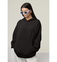 Oversize Unisex Baskısız Basic Hoodie