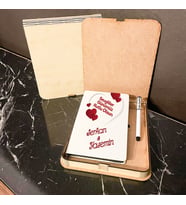 Sevgiliye Hediye Ahşap Kutulu Defter Kalem Set 040