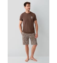 Arnetta Premium Erkek Tiger %100 Pamuklu Rahat Kısa Kollu Şortlu Baba-Oğul Pijama Takım