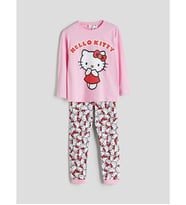 LCW Kids Pembe Bisiklet Yaka Hello Kitty Baskılı Kız Çocuk Pijama Takımı