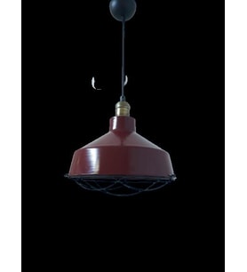 Retro Metal Bordo Eskitme Duylu Kafesli Ruktik Tekli Sarkıt Kafe Mutfak Aydınlatma Çap:30 cm