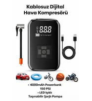 WY-006 Kablosuz Dijital Hava Kompresörü 150 PSI Taşınabilir Şarjlı Lastik Şişirme Pompası LED Işıklı