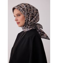 Geometrik Desen %100 Twill İpek Eşarp BE02