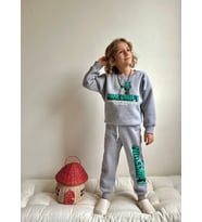 ERKEK ÇOCUK MİNECRAFT MODELLİ 3 İPLİK ŞARDONLU EŞOFMAN TAKIMI (Gri)