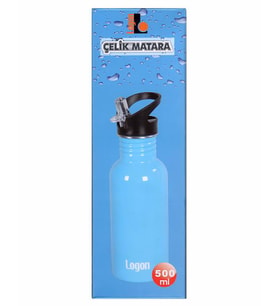 Logon Çelik Pipetli Matara Mavi 500 ml LGL173
