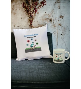 Bisiklet Kupa Bardak ve Yastık Set (Beyaz)
