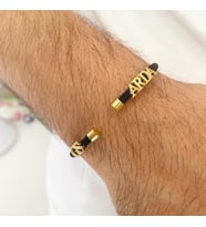 14k Altın İsimli Siyah Çelik Bileklik