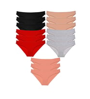 15 adet Süper Eko Set Likralı Kadın Slip Külot Siyah Kırmızı Ten Gri Pudra