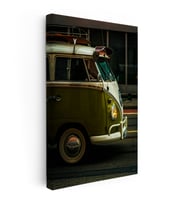 Kanvas Tablo Yeşil Beyaz Volkswagen T1 Minibüs Ön Görünüm Volkswagen Tablosu Ev Ofis Dekoru