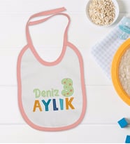 BK Kids Kişiye Özel Pembe Bebek Mama Önlüğü - Model 173