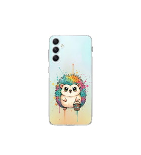 Samsung Galaxy A34 ile Uyumlu Splash Kirpi Tasarımlı Şeffaf Silikon Kılıf