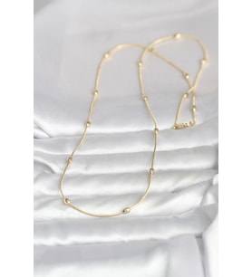 14K Gold Renk Yılan Zincirli Damla Topçuk 60 cm Kadın Kolye (CM) (Standart)